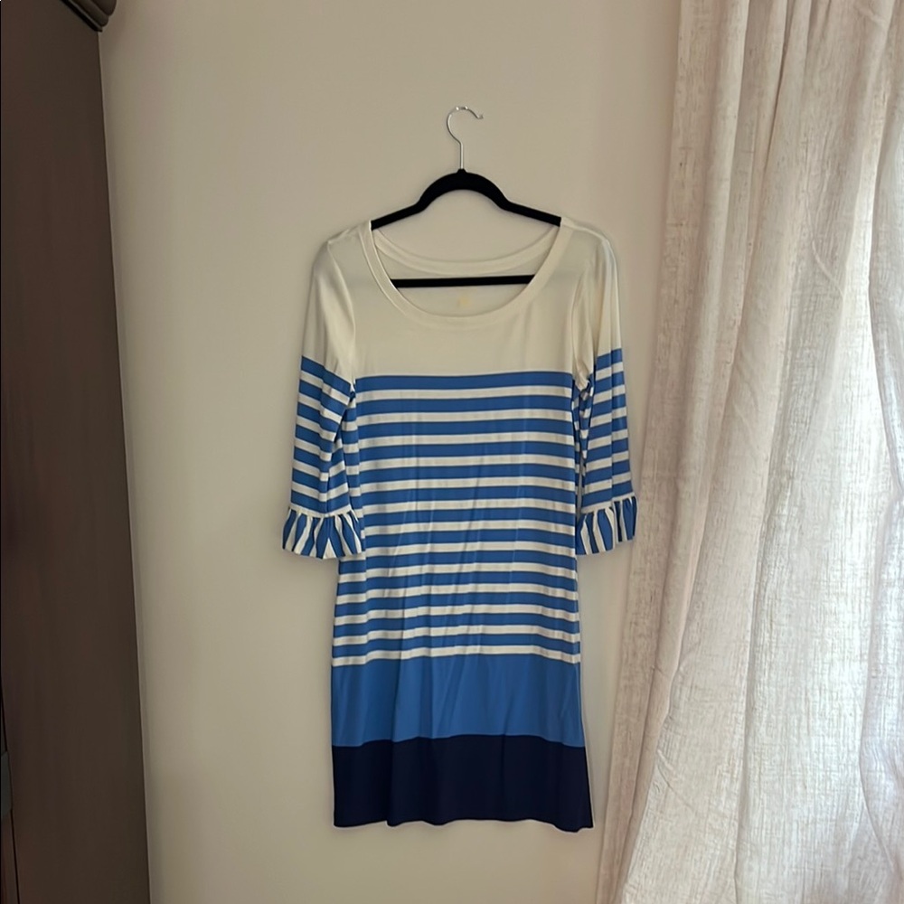 Lilly Pulitzer Blue and White Striped Long Sleeve Dress